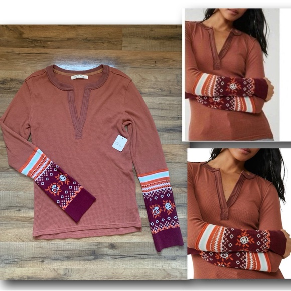 Free People Autumn Micah Notch Neck Top NWT XL - Picture 1 of 11